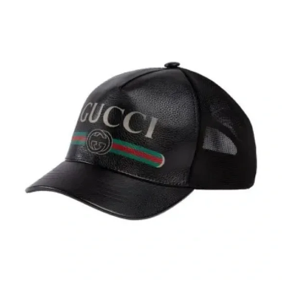 Gucci Black Mesh Baseball Cap with Green and Red Stripe - Picture 1 of 8